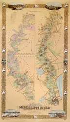 Carte représentant les plantations sur le fleuve Mississippi de Natchez à La Nouvelle-Orléans, 1858