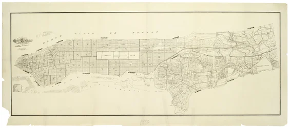 Carte de la ville de New York, réalisée sous la direction des commissaires du département des pompiers métropolitains, montrant l