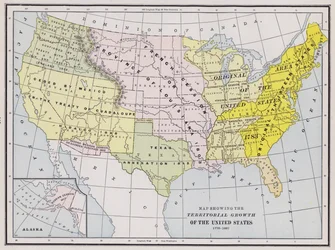Carte montrant la croissance territoriale des États-Unis