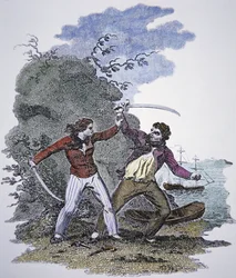 Mary Read combat un autre pirate pour sauver la vie de son amant