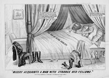 La misère fait connaître à un homme des compagnons de lit étranges, publié par H R Robinson, New York, 1848