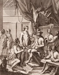 Montezuma remettant son empire au roi d