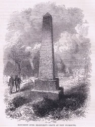 Monument sur la tombe de Bradford à New Plymouth 1641, illustration de l
