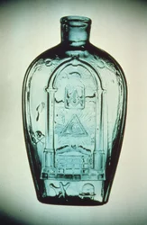 Flasque maçonnique soufflée au moule, verrerie Keene (Marlboro St.), vers 1815-17