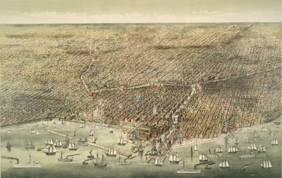 Vue panoramique de la ville de Chicago, pub. 1892