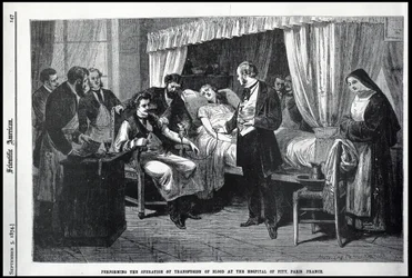 Opération de la transfusion de sang à l
