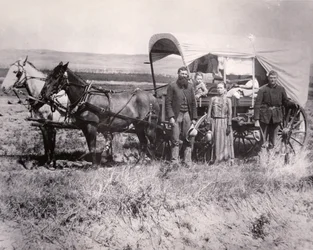 Famille pionnière dans la vallée de Loup, Nebraska