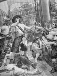 Pirates capturant un navire (gravure)