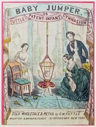 Affiche publicitaire pour le Baby Jumper ou Tuttes Patent Infant Gym, publié par W.J. Dailey