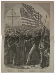Le président Lincoln impliqué dans la bataille de Fort Stevens, illustration de "Harper