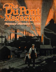Élever un pont ferroviaire avec de la dynamite, couverture du DuPont Magazine, janvier-février 1922