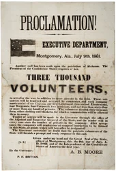 Affiche de recrutement demandant trois mille volontaires, 9 juillet 1861