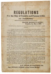 Règlements pour la ville de Franklin, 1er mai 1863