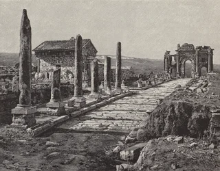 Ruines de la ville romano-berbère de Timgad (ancienne Thamugas), Algérie (gravure)
