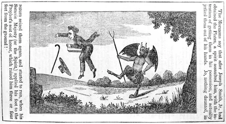 Satan donnant un coup de pied à Joseph Smith (1805-44) de la dernière page de l