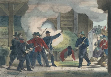 Capture et mort du meurtrier Wilkie Booth, vers 1865
