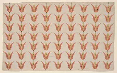 Sept rangées de tulipes, peinture Fraktur, c.1800-20