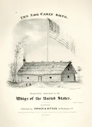 Couverture de la partition musicale pour The Log Cabin Song..., publiée par Parker & Ditson, Boston, 1840