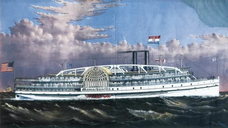Bateau à vapeur Massachusetts avec roues à aubes