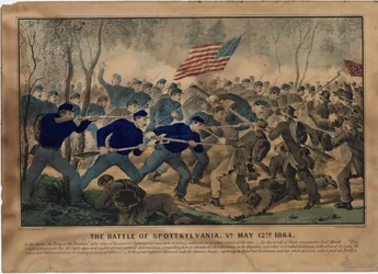La bataille de Spottsylvania, Va. 12 mai 1864, pub. par Currier & Ives, vers 1864
