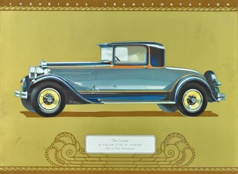 The Coupe, A Custom Eight by Packard, pub.1930 (litho couleur)