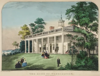La maison de Washington, Mount Vernon, Va., pub. vers 1857 lithographie en couleur