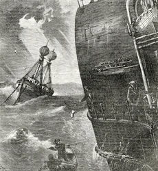Le bateau-phare et le vapeur entrant, illustration de couverture de Appletons Journal, 4 mai 1872