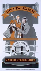 La nouvelle fête, publicité pour United States Lines, SS Leviathan, années 1920