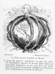 La pieuvre qui étrangle le monde, caricature du Minneapolis Times, reproduite dans Lectures Pour Tous, 1902-1903