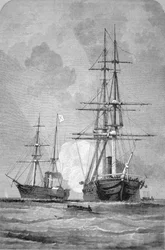 Le "San Jacinto" arrêtant le "Trent", 8 novembre 1861