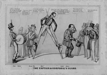 Le capitaine et la garde des caporaux, publié par H R Robinson, New York, 1841