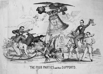 Les quatre partis et leurs soutiens, vers 1860