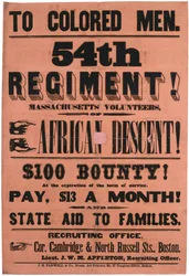 Aux hommes de couleur. 54e régiment! Volontaires du Massachusetts, d