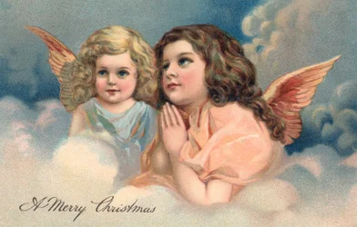 Deux anges de Noël priant