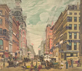 Vue vintage de Broadway à New York, vers 1880