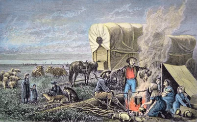 Émigrants en chariot vers l
