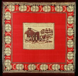 William Henry Harrison accueille deux vieux camarades à la cabane en rondins, 1840