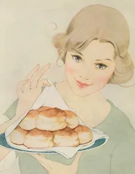 Femme servant des biscuits chauds