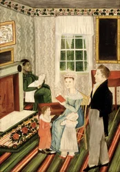 Famille de York, en Pennsylvanie, avec un domestique noir, vers 1828