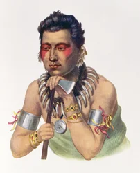 Jeune Ma-Has-Ka, chef des Iowas, 1837, illustration de 