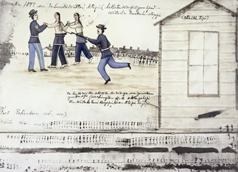 La mort de Crazy Horse (vers 1842-77) en 1877, Fort Robinson, Nebraska