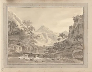 Vues en Angleterre, Écosse et Pays de Galles ; Tour en Écosse : Paysage montagneux avec pont