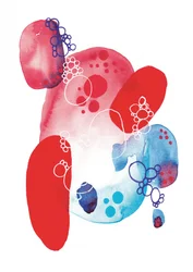 Aquarelle abstraite rouge et bleue