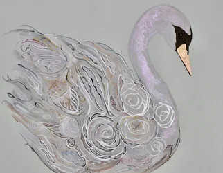 Cygne floral élégant