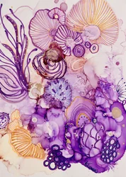 Fleur fantaisie violet et or