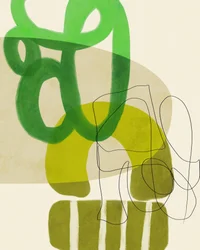 Lignes peintes vert et beige 2 exemplaires