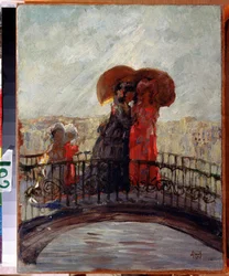 Sous la pluie. Peinture d