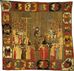 Procession du dimanche des Rameaux à Moscou le 8 avril 1498. Zoé Paléologue avec ses filles à gauche, Ivan III, Elena de Valachie, D, 1498