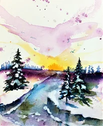 Un coucher de soleil hivernal haut en couleur