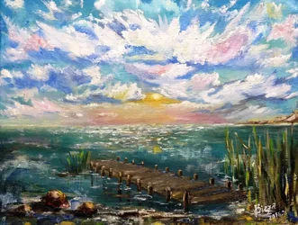 La jetée au coucher de soleil